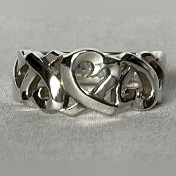 Tiffany & Co Paloma Picasso Triple Loving Heart Ring - Silver - Sz 5.5 - RETIRED - Picture 6 of 16
